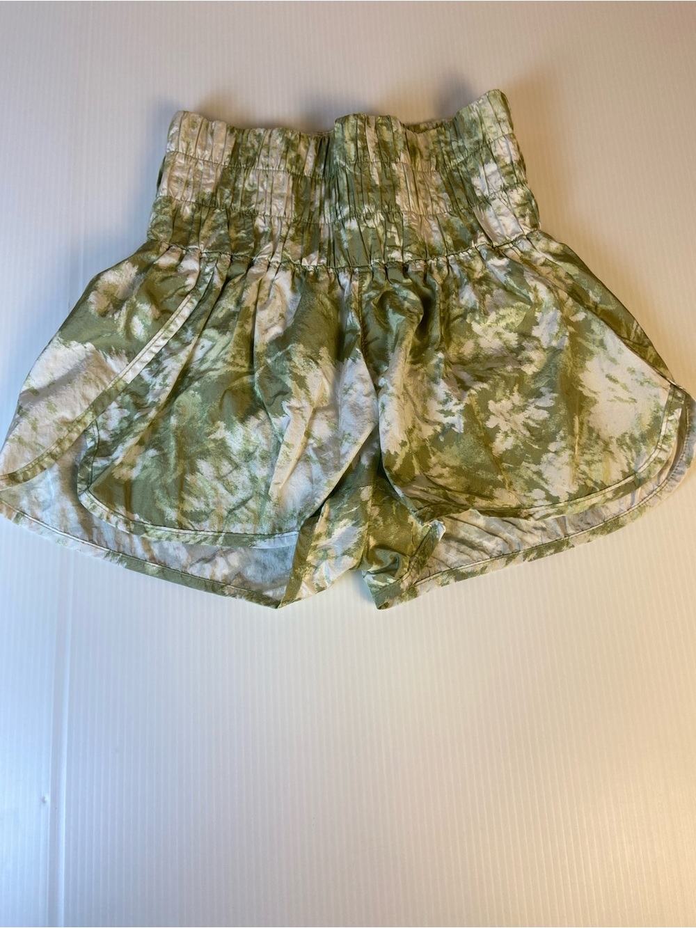 FP Movement Green Tie Dye Smocked Waist Dolphin Running Shorts XS